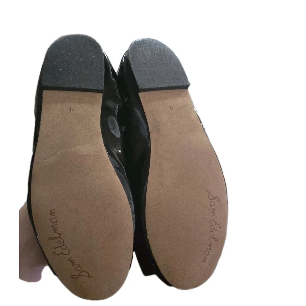 Sam Edelman Farah Girls Black‎ Patent Ballet Flats Jeweled Velvet Buckle US 4M